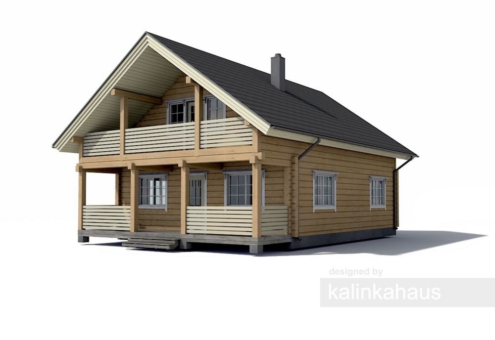 деревянный дом 118.37m² + 17.4m² терраса