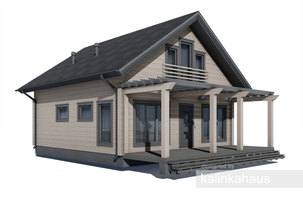 деревянный дом 90.1m² + 19.5m² терраса